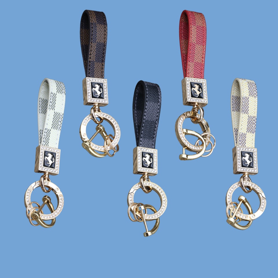 ✅ Móc Khóa Ô Tô Dây Da Cao Cấp Đính Đá Kim Cương