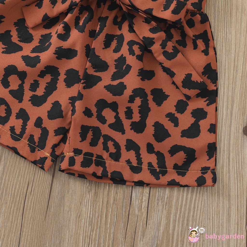 Babygarden Bộ Áo Hai Dây + Quần Short Họa Tiết Da Báo Màu Trơn Thời Trang Cho Bé Gái