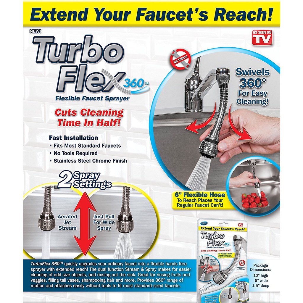 Đầu nối vòi nước tăng áp xoay 720 độ lắp vòi nước chậu rửa bát chén với 2 chế độ nước chảy