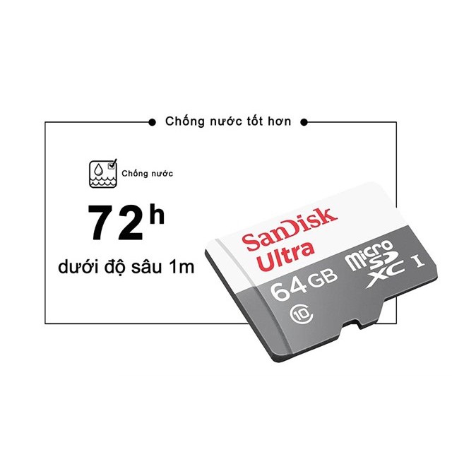 Thẻ Nhớ MicroSDHC SanDisk Ultra 64GB - Nhập khẩu - bảo hành 5 năm