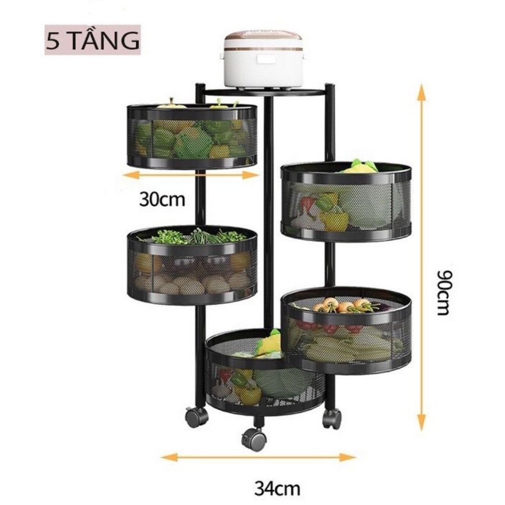 Kệ xoay đa năng, đựng rau củ đa năng 4 tầng  phong cách châu Âu có bánh xe di chuyển tiện dụng⚡️HÀNG LOẠI 1⚡️