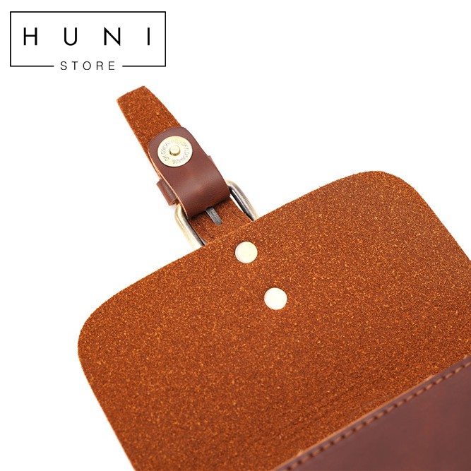 Túi Đeo Chéo Mini Nam Nữ Da Nâu Bền Bỉ - Huni Store YH3257