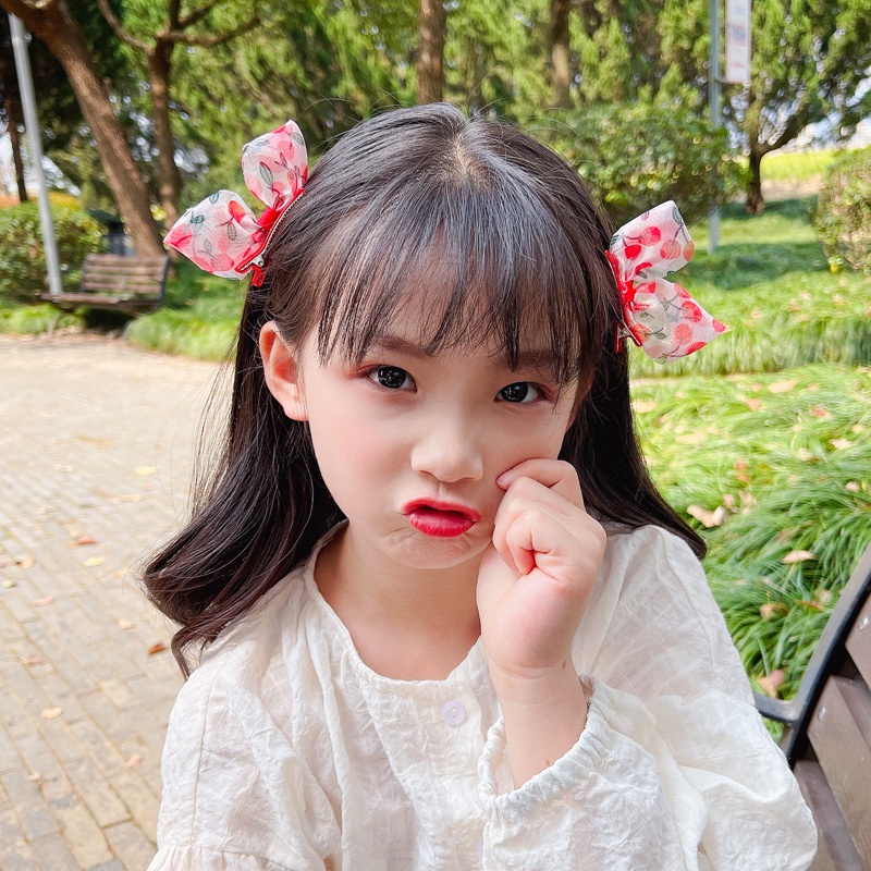 Set 2 Kẹp Tóc Hình Nơ Xinh Xắn Phong Cách Hàn Quốc Cho Bé Gái