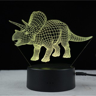 Đèn led 3D mẫu khủng long mẫu 2 1- 3-7-16 màu