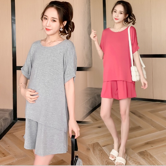 Bộ short bầu, hoạt tiết trơn, chất cotton mát mẻ, có chun chỉnh l