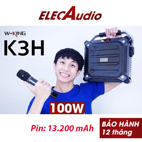 Loa Karaoke Bluetooth W King K3H Kèm Micro Karaoke Công Suất 100W ,Loa Kéo Karaoke Mini Pin Khủng Bảo Hành 12 Tháng