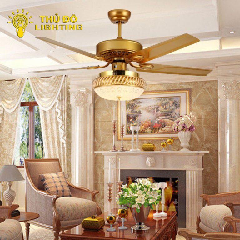 Quạt Trần Đèn Led 5 Cánh THỦ ĐÔ LIGHTING 1027 Ánh Sáng 3 Chế Độ Màu Điều Khiển Từ Xa 3 Cấp Độ Gió