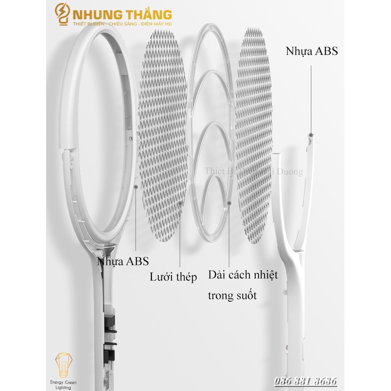[PIN TRÂU] Vợt Bắt Muỗi AN01 Kiêm Đèn Thu Hút Muỗi - Diệt Muỗi Để Bàn - Treo Tường Tiện Lợi - Đầu Xoay 90 Độ