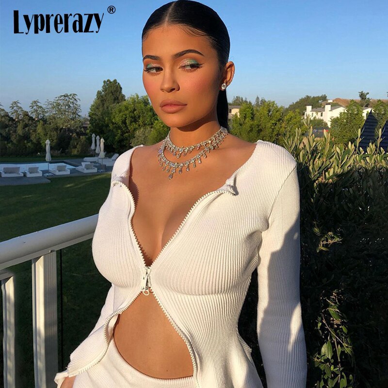 Áo Cardigan Dệt Kim Tay Dài Phối Khoá Kéo Cho Nữ