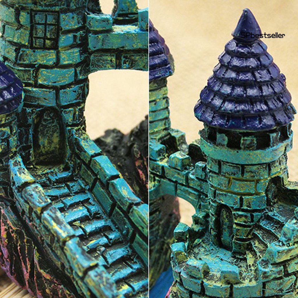 Đồ trang trí Lâu Đài Bằng Nhựa Resin Phong Cách Châu Âu Dùng Trang Trí Bể Cá