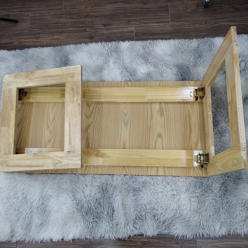 Bàn trà, bàn sofa, cafe 2 mặt bàn chân gỗ tự nhiên mặt kích thước lớn có thể gấp gọn tiết kiệm không gian