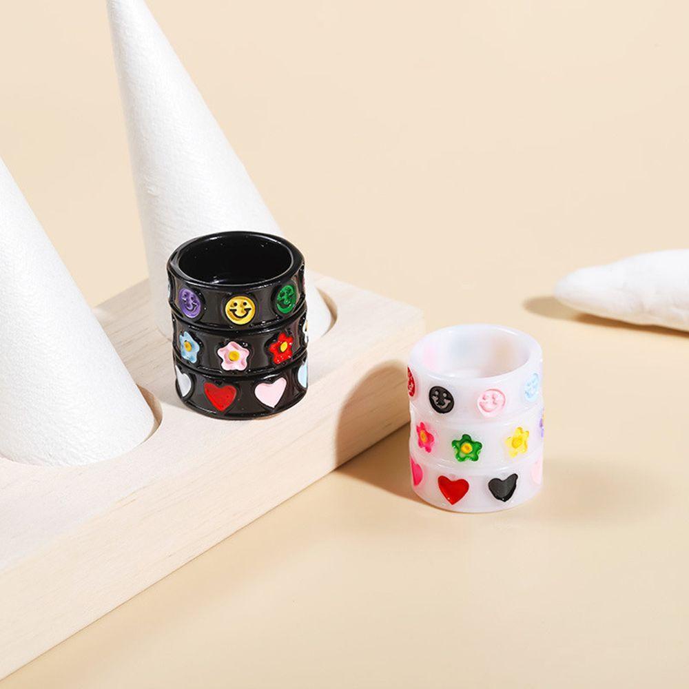 Nhẫn Resin Hình Hoa / Ngôi Sao / Trái Tim Sáng Tạo Có Thể Điều Chỉnh Cho Nữ