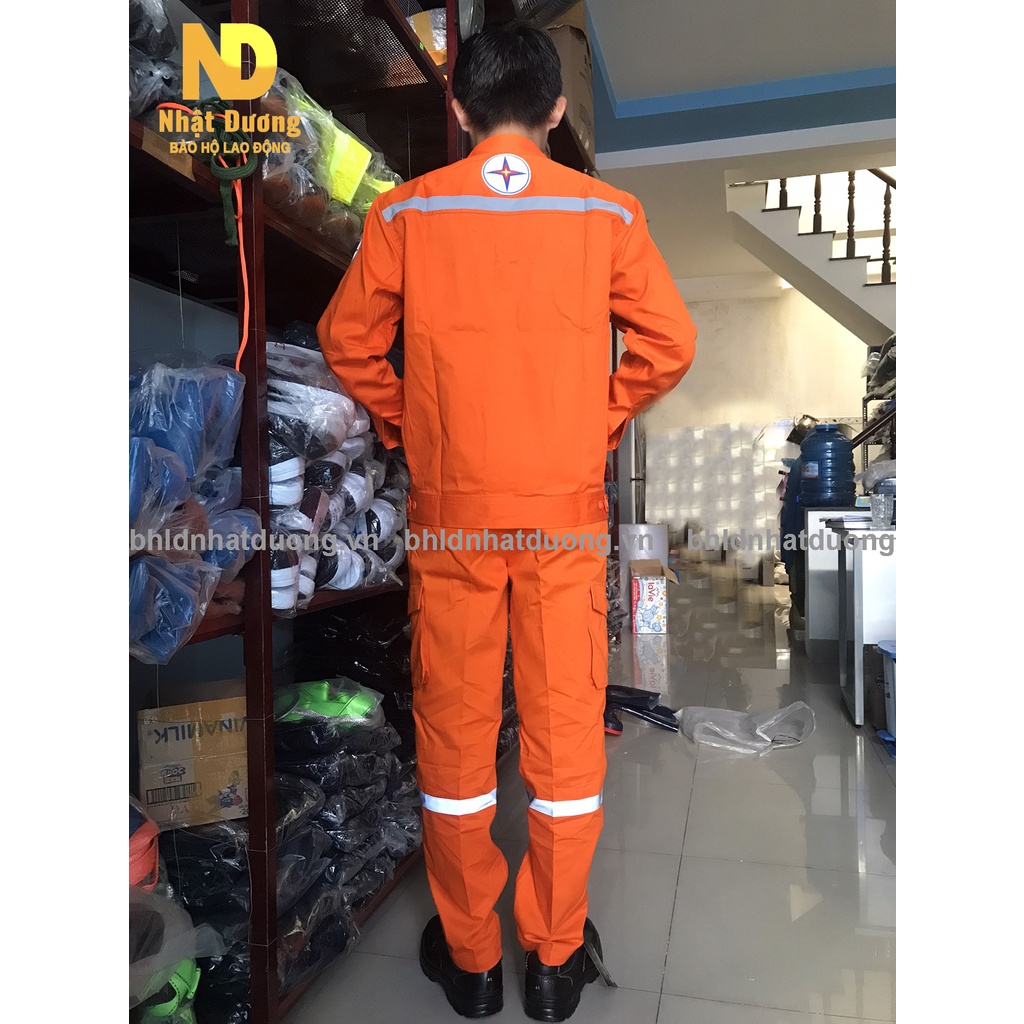 Quần áo bảo hộ lao động ngành điện lực miền bắc, áo phản quang, quần túi hộp - Full size