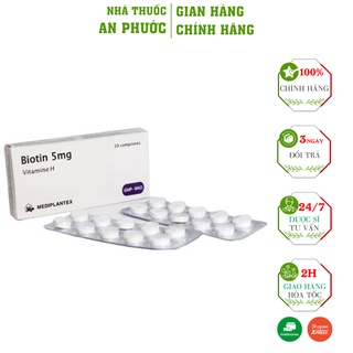BIOTIN( Vitamin H) ⚡ CAM KẾT CHÍNH HÃNG ⚡Hộp 20 Viên Đẹp da