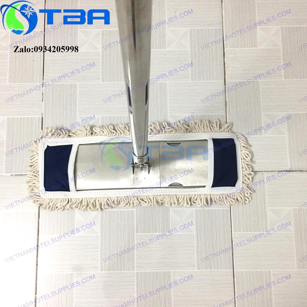 Cây lau bụi công nghiệp 45cm cán thẳng màu trắng nhập khẩu cao cấp sợi cotton siêu thấm hút