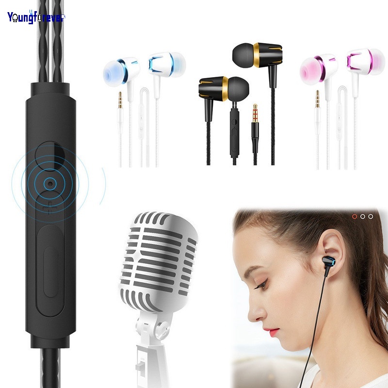 Tai Nghe Nhét Tai Âm Thanh Siêu Trầm Có Dây HiFi & Mic Cho Điện Thoại Android 3.5mm