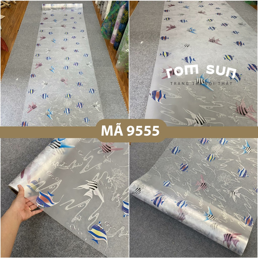 Decal dán kính mờ chống nhìn trộm cửa sổ khổ 90cm, Giấy decan dán kính phòng ngủ chống nắng cá đẹp