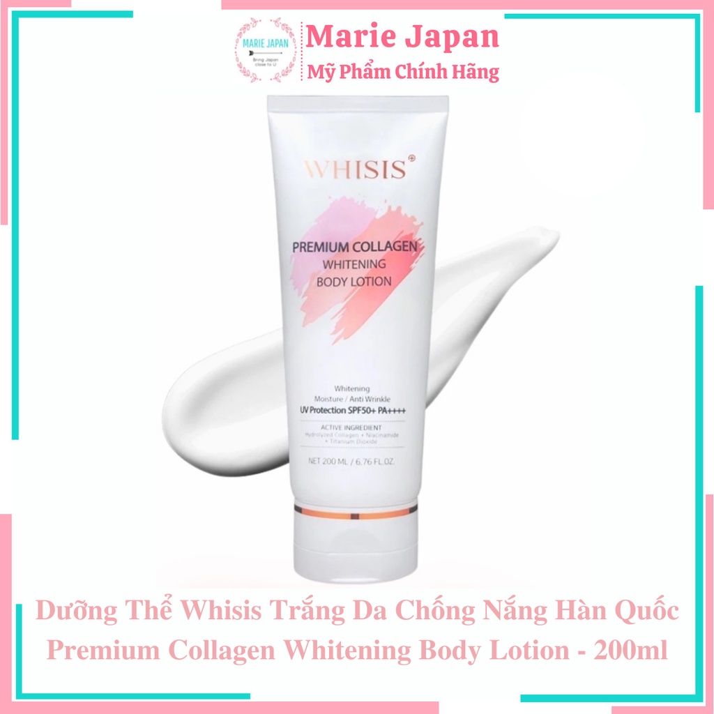 Dưỡng Thể WHISIS SPF50 BAN NGÀY Trắng Da Chống Nắng  Premium Collagen Whitening - 200ml
