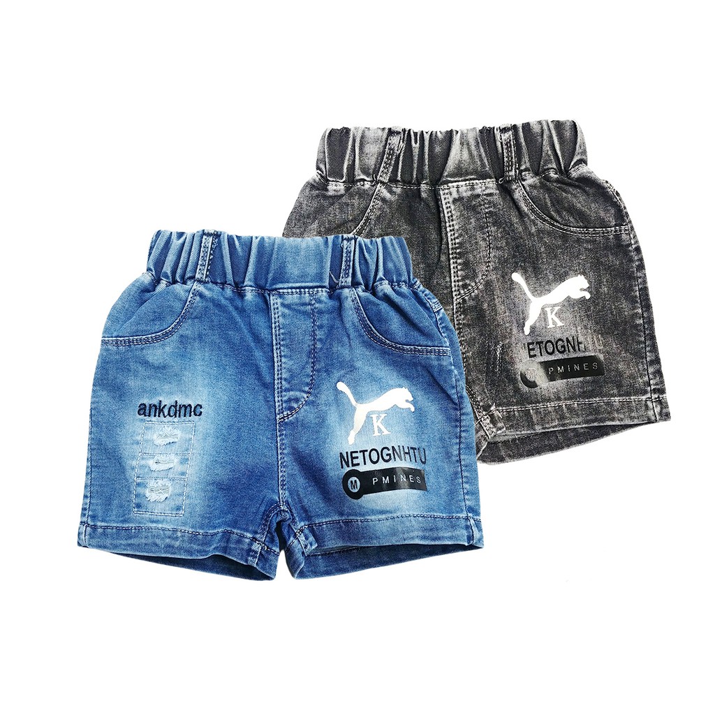 Quần short JEAN bé trai hàng xuất dư họa tiết phối chất bò mềm QN6