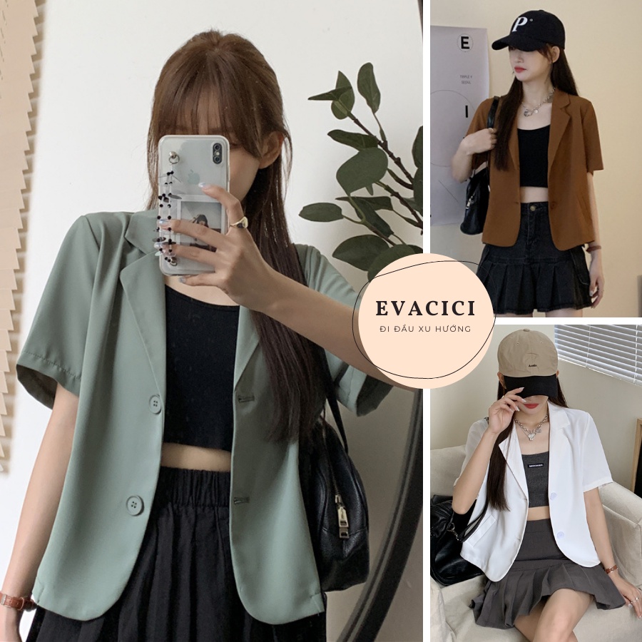 {Evacici} Áo Blazer lửng ngắn tay mặc hè nhiều màu siêu xinh | BigBuy360 - bigbuy360.vn