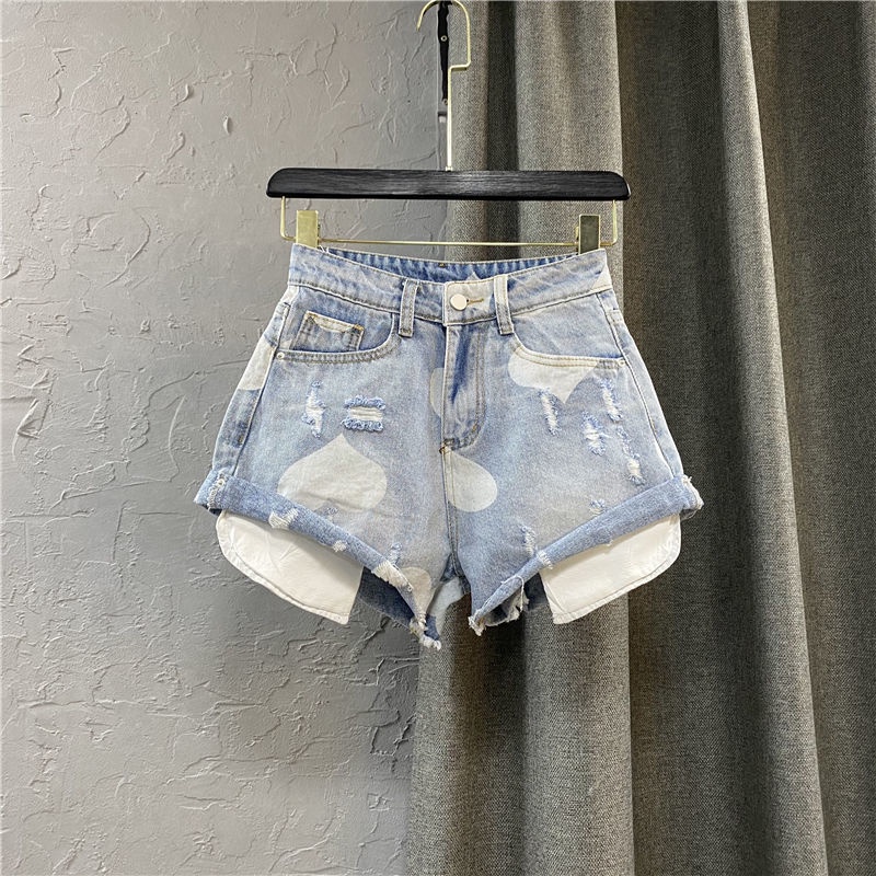 Quần đùi denim lưng cao màu hồng nhẹ nhàng thời trang mùa hè cho nữ