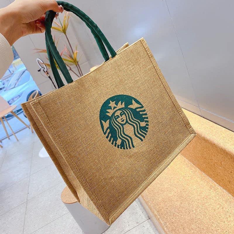 Túi cói starbuck,FREESHIP, phong cách Hàn Quốc