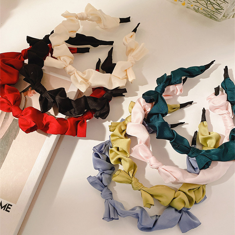 Cài tóc vải satin thắt nơ thời trang vintage thanh lịch