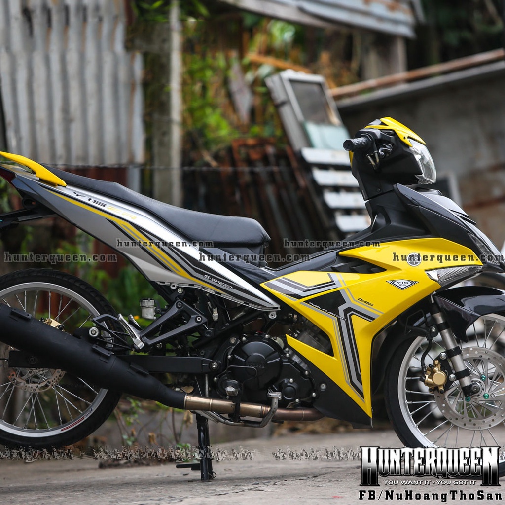 Tem rời cao cấp Y15ZR 2022. Dán xe Exciter 150 vàng bạc đen. Decal chống nước, kích thước chuẩn