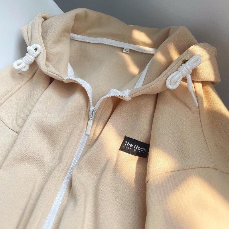 Áo Khoác Hoodie Zip Kéo Dáng Rộng Trơn nam nữ, Áo Hoodie zip phom rộng.
