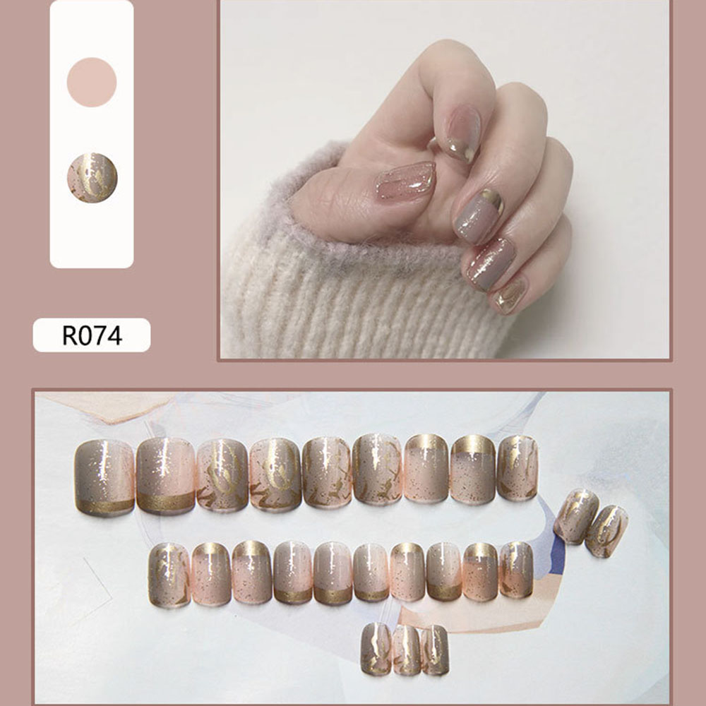 Cod In Stock New 24pcs Waterproof Fantasy Color Elegant Geometric Daisy Wearable Removable Nail Patch