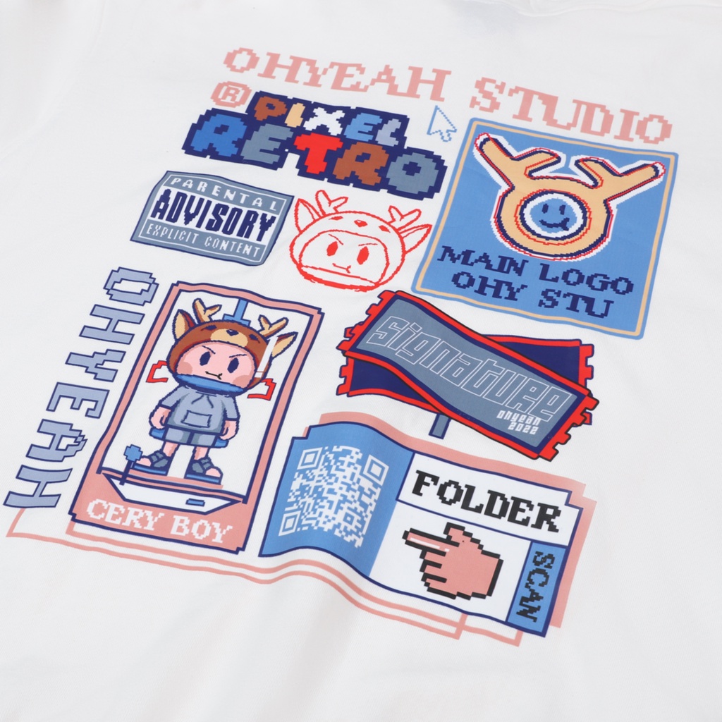 Áo HOODIE OHYEAH cao cấp Unisex nam nữ Nỉ Cotton form rộng oversize PIXEL RETRO