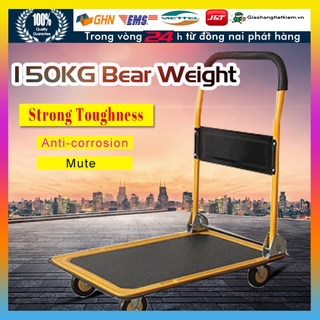 [Xả Lỗ]  xe đẩy hàng 4 bánh gấp gọn tải trọng 150kg  Xe Kéo Hàng sàn thép---Xe Đẩy Hàng Tay