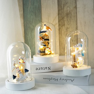 Đèn LED trang trí chụp lồng thủy tinh size 16.5cm - Decor đồ trang trí theo phong cách biển Địa Trung Hải