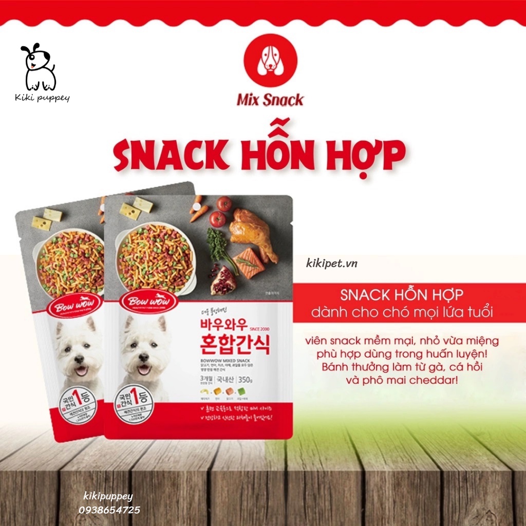 Snack, bánh thưởng huấn luyện cho chó hỗn hợp Bow wow mix snack