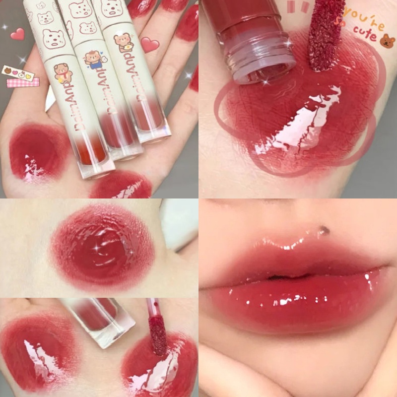 [Hàng Mới Về] Son Bóng Trang Điểm Chuyên Nghiệp Lâu Trôi Thiết Kế Vỏ Hình Gấu Dễ Thương