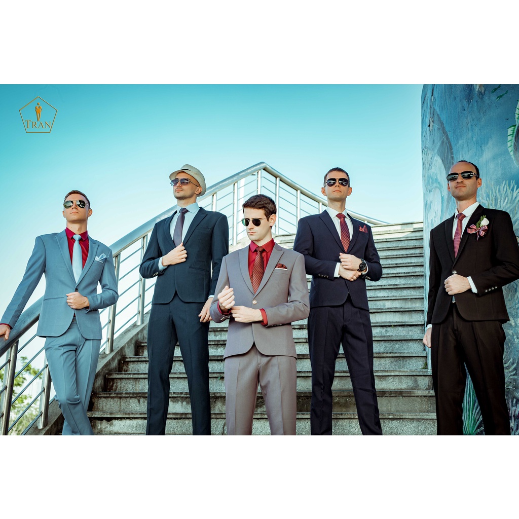 Bộ Vest Nam Màu Xanh Navy 1, 2 Nút TRAZ Phom Ôm BoDy Cao Cấp Cho Công Sở Và Chú Rể(1 Quần Và 1 Aó Vest)