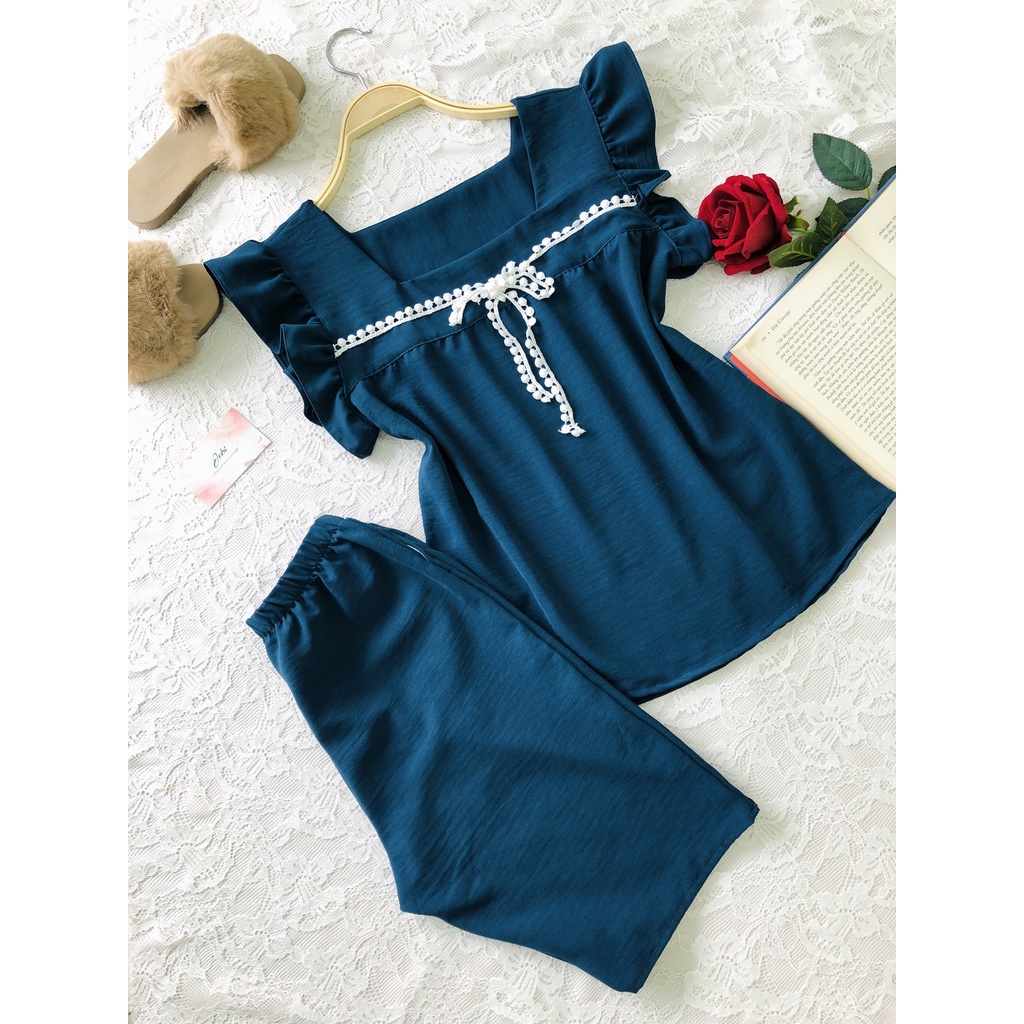 Đồ bộ mặc nhà mẫu lửng Jebi chất lụa tơ tằm cao cấp | BigBuy360 - bigbuy360.vn