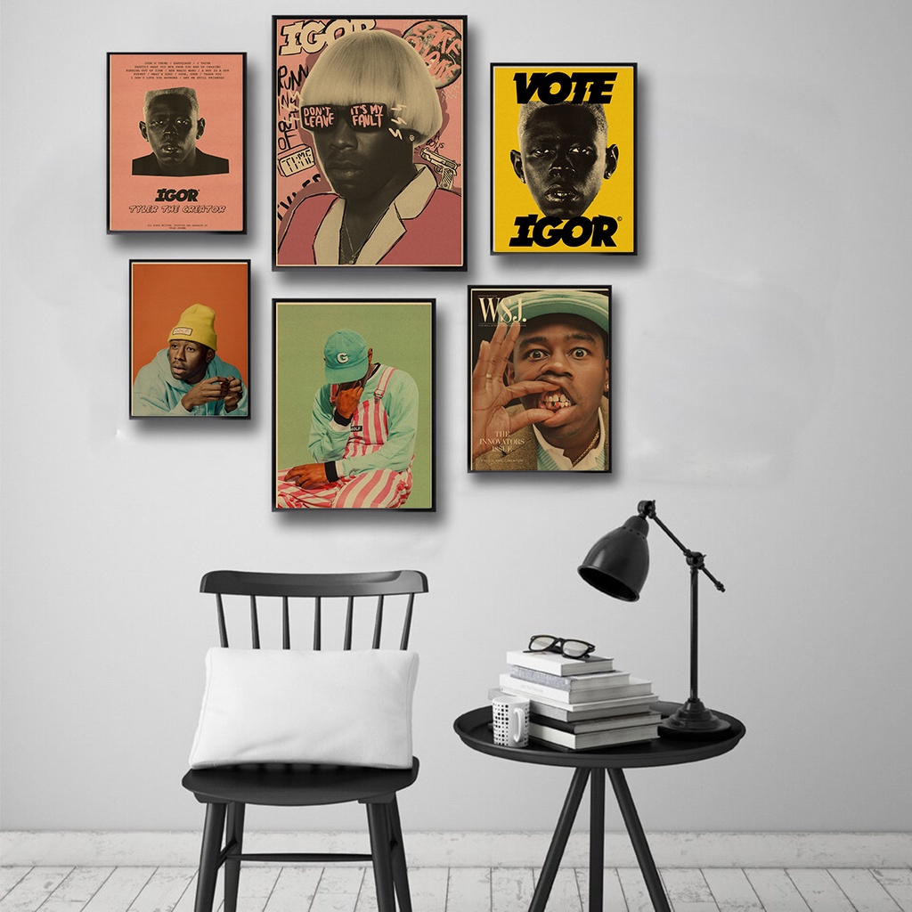 Poster Giấy Kraft Treo Tường Trang Trí In Hình Rapper Tyler The Creator