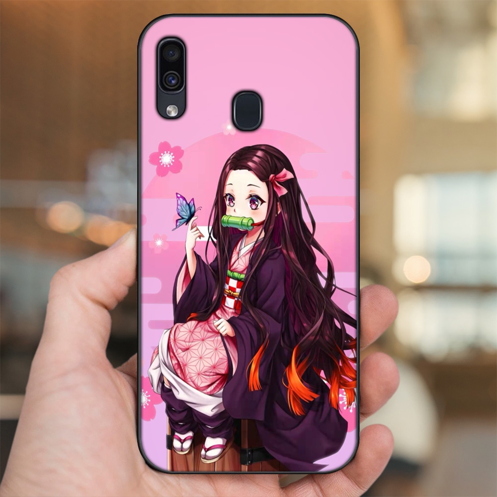 Ốp lưng Samsung A20, A30, A40, M20 viền đen in hình Nezuko Kimetsu no Yaiba