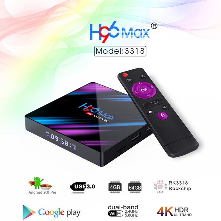 Smart Tivi Box H96max RK3318 Android 9.0 2GB + 16GB 4k HD