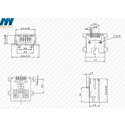 Jack MiniUSB 5P Hàn Mạch Loại Cắm/Dán