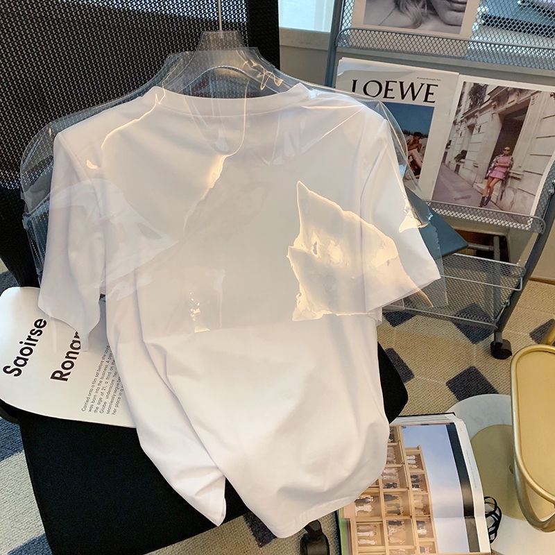 Áo Thun Tay Ngắn Dáng Rộng In Chữ Thời Trang Mùa Hè Hàn Quốc Mới