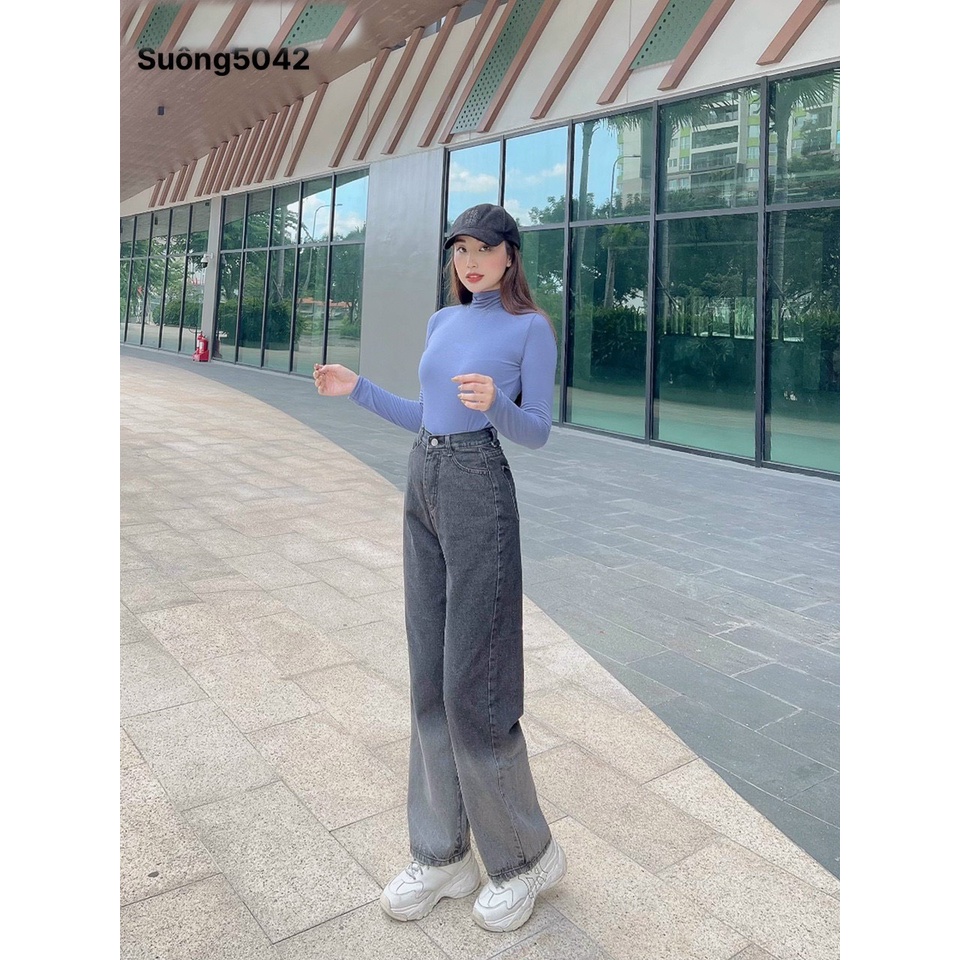 [VIDEO+FREESHIP ] QUẦN JEANS ỐNG RỘNG NỮ LƯNG CAO LAI CUỐN LOANG MÀU XÁM TRẮNG CHÂN MỀM MỊN DÀY DẶN CỰC PHÁ CÁCH NITIQC