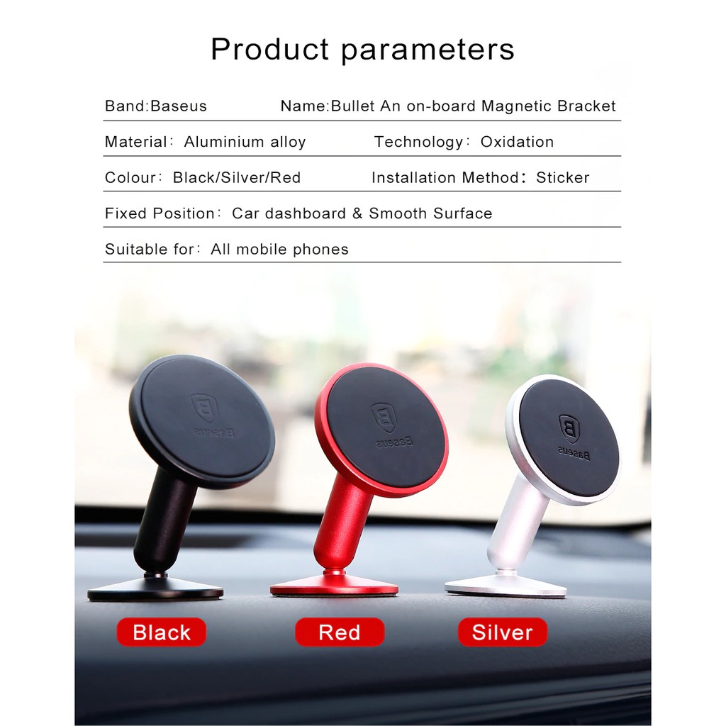 Giá Đỡ Điện Thoại Nam Châm Từ Tính Baseus SUYZD Xoay 360 Độ Dùng Trên Ô Tô - TopLink