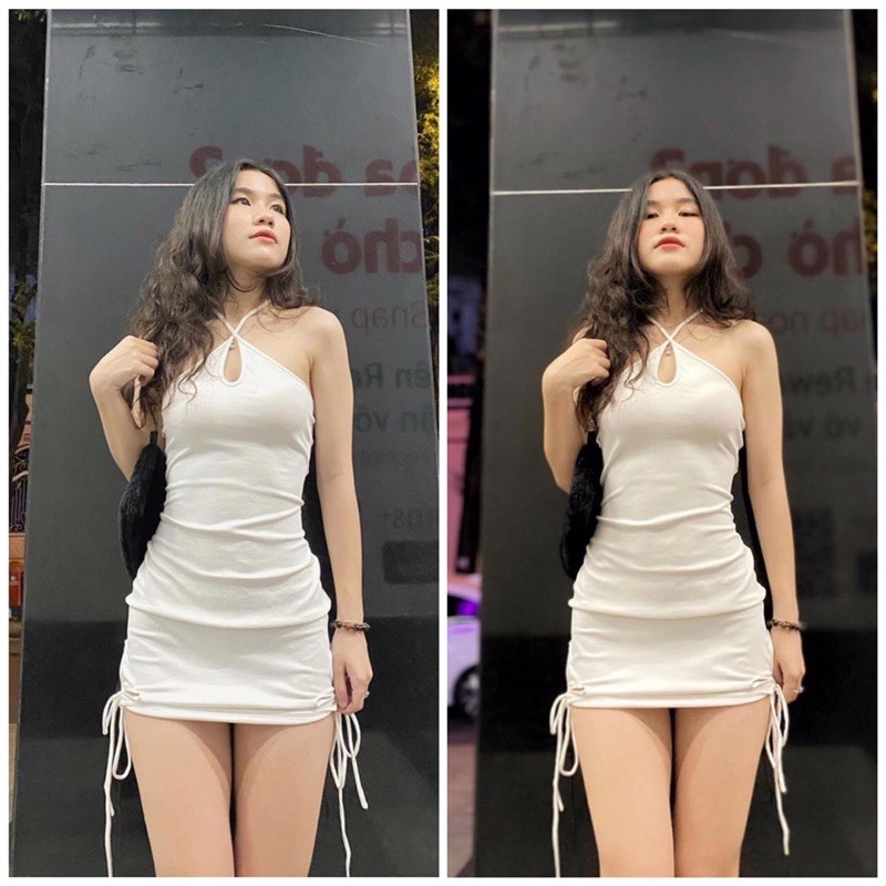 [Mã SKAMA06 giảm 8% tối đa 50K đơn 250K] Đầm Body Cổ Yếm Cut Out Hình Cánh Hoa (HEATHER DRESS) | BigBuy360 - bigbuy360.vn