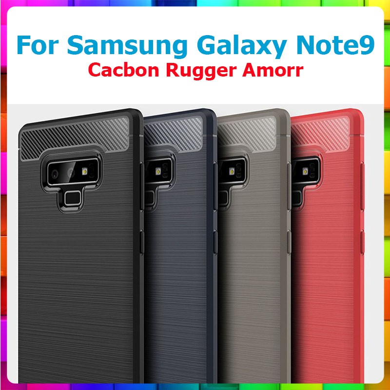 Ốp lưng dẻo Samsung Galaxy Note 9 vân sợi cacbon chống sốc, chống vân tay Rugger Amor