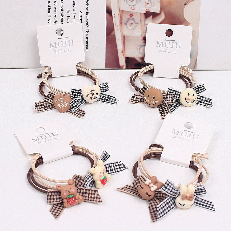 Set 2 dây chun buộc tóc đính nơ charm thú dễ thương BAG U S2CHUN09