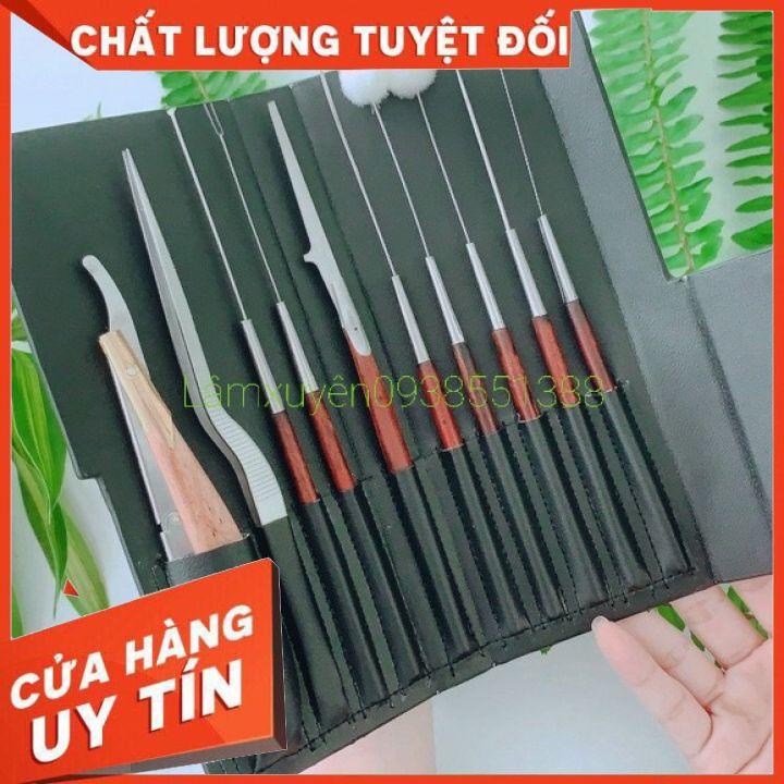 Bộ ráy tai cao cấp 10 món Quyên có bao da (chất liệu da bò)