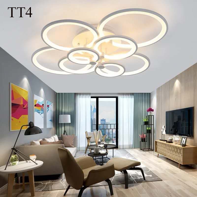 Đèn ốp trần đèn áp trần trang trí phòng khách phòng ngủ có kèm điều khiển từ xa phân tầng 3 chế độ sáng mẫu TT4