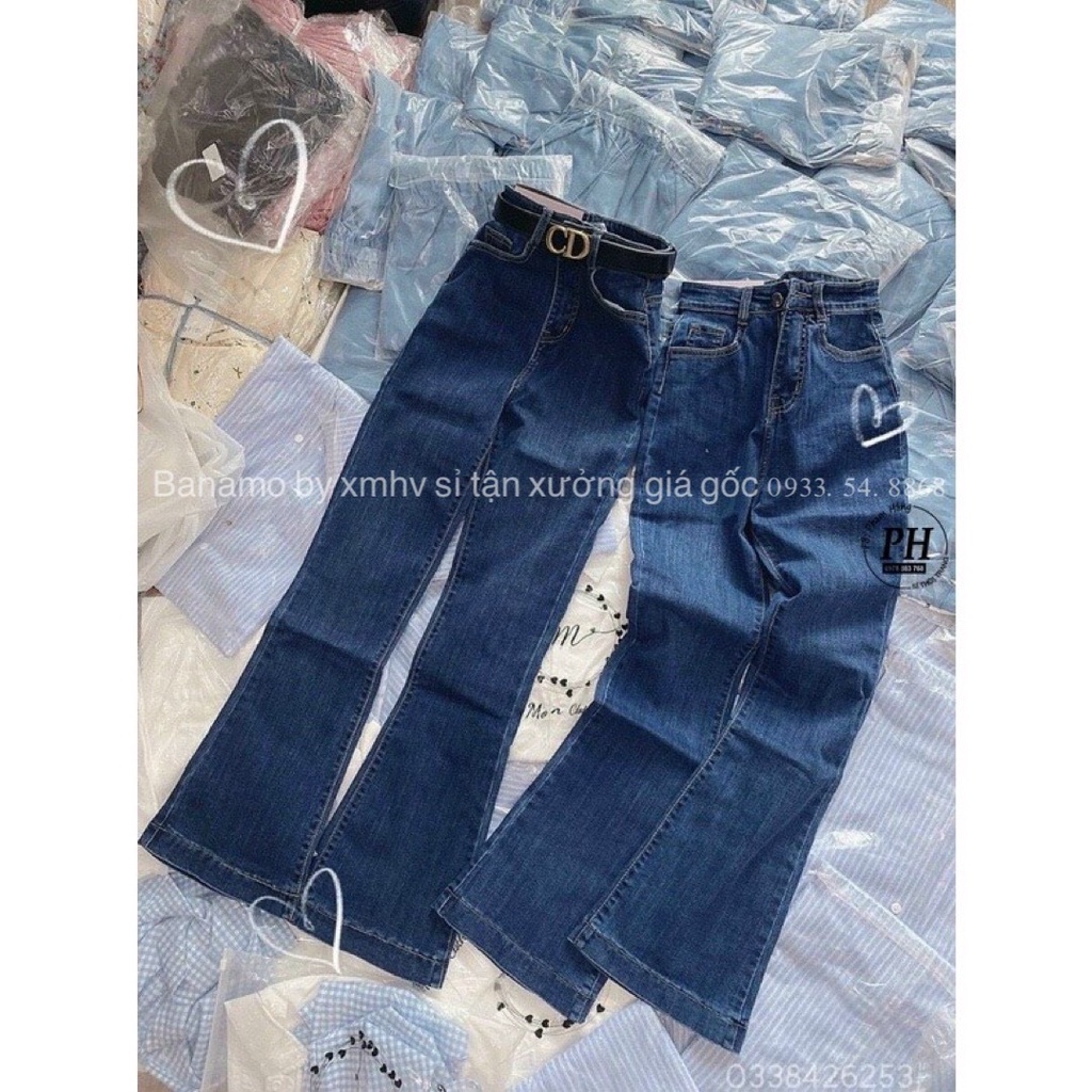 Quần jean ống loe 3 màu sang chảnh siêu hack dáng thời trang Banamo Fashion 463